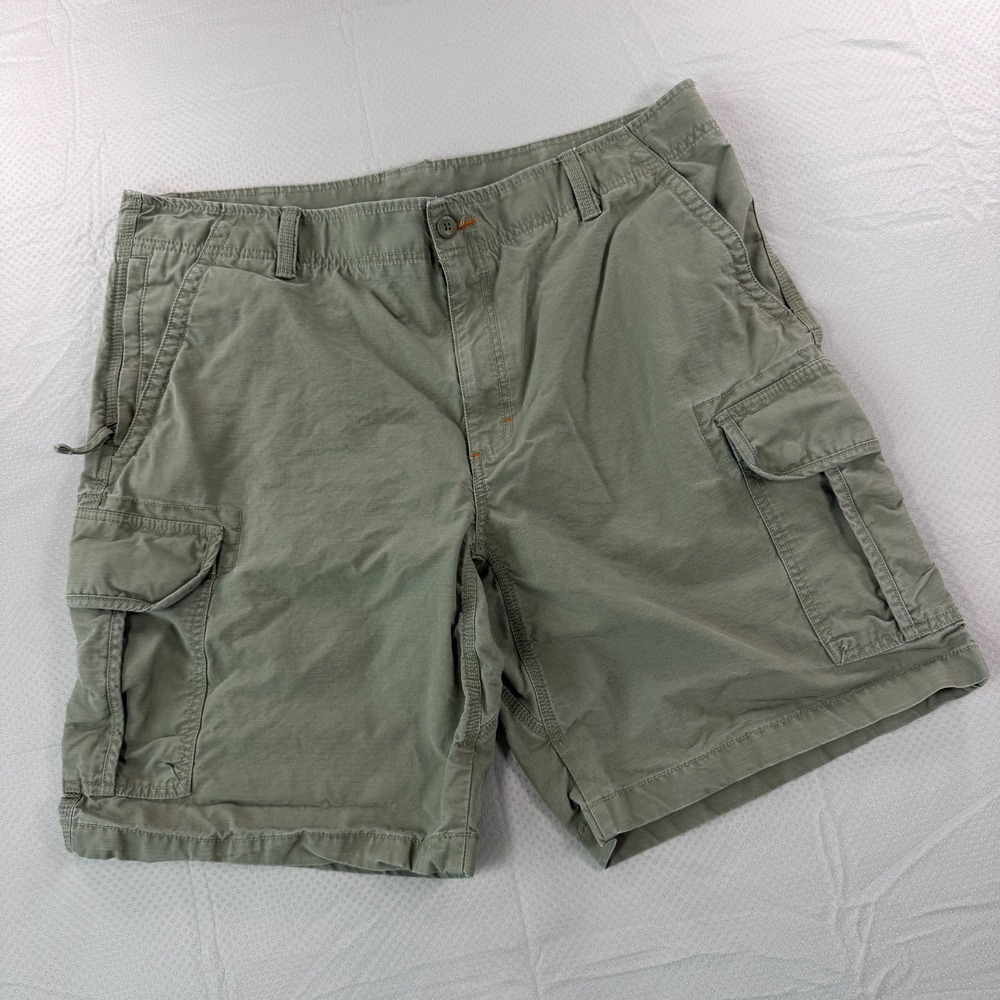 LL Bean Cargo Shorts Mens 40 Natural Fit Olive Sage Green 100 Cotton 9 Inseam